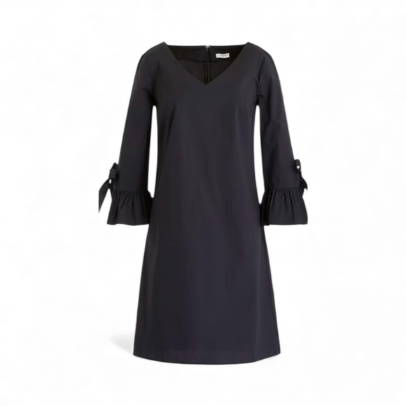 3 for $30 - J. Crew Black Ruffle Sleeve Tie Midi Dress - Picture 2 of 3